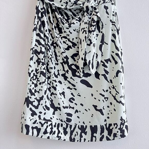Diane von Furstenberg New Della Paint Splash Printed Dress Light Green Women’s 8 - Picture 6 of 15